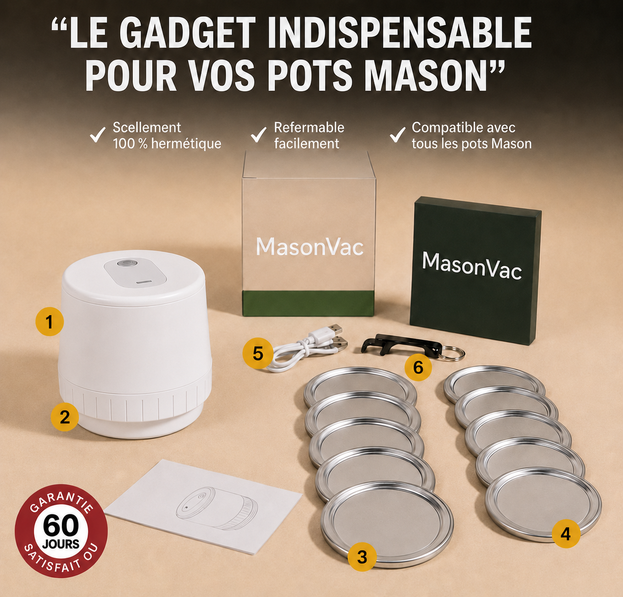MasonVac™ — Scelleuse sous vide pour pots Mason