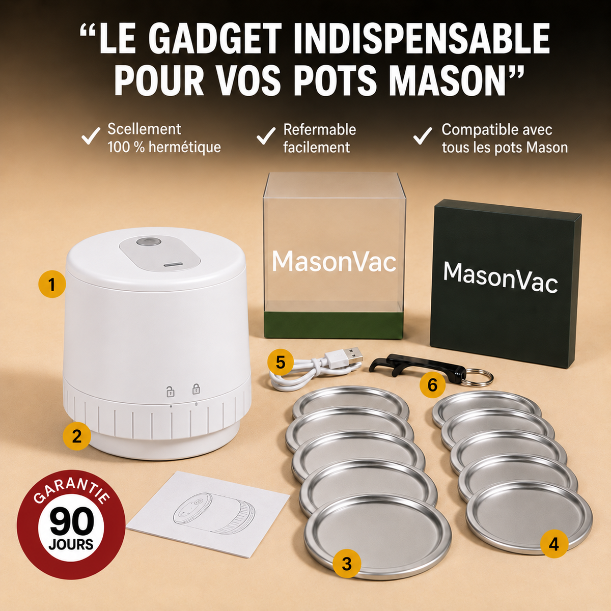 MasonVac™ — Scelleuse sous vide pour pots Mason