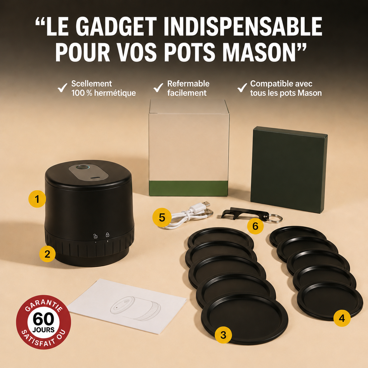 MasonVac™ — Scelleuse sous vide pour pots Mason
