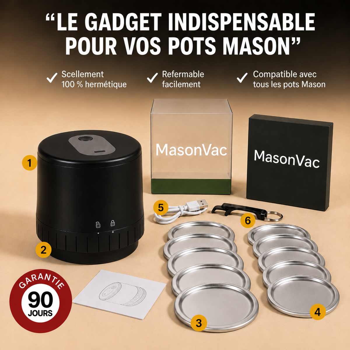 MasonVac™ — Scelleuse sous vide pour pots Mason