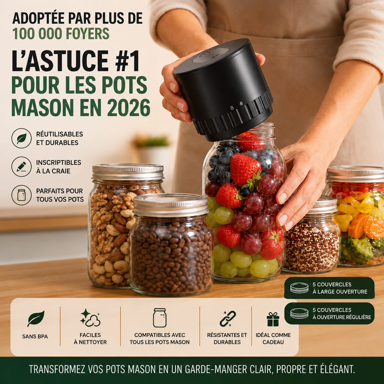 MasonVac™ — Scelleuse sous vide pour pots Mason