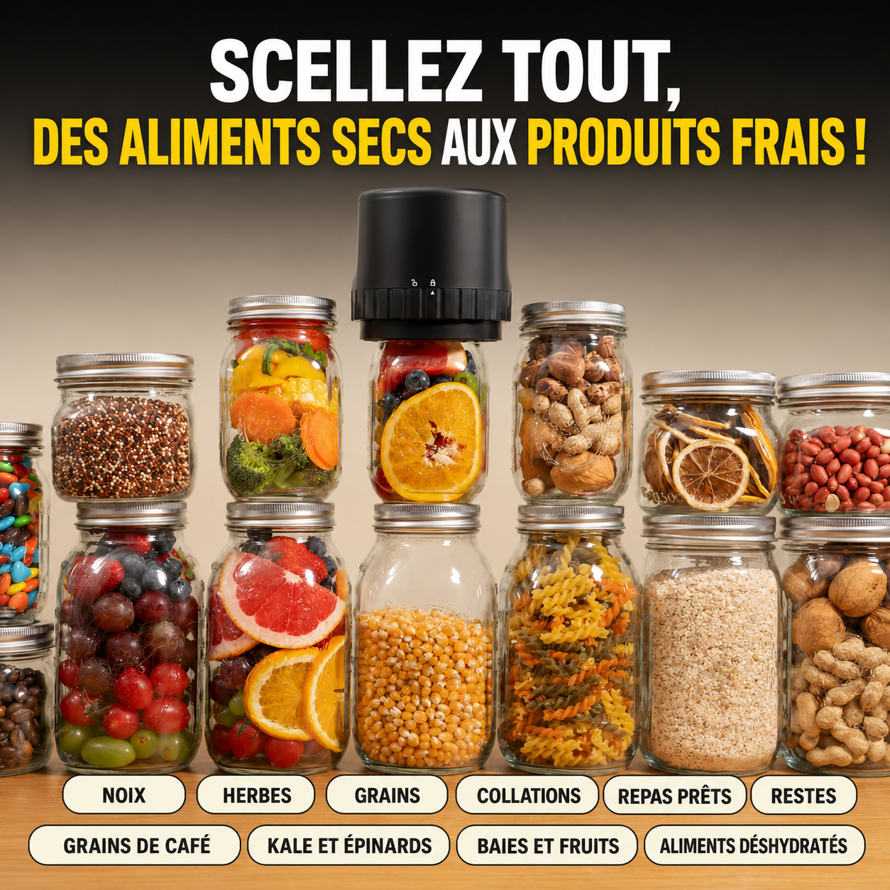 MasonVac™ — Scelleuse sous vide pour pots Mason